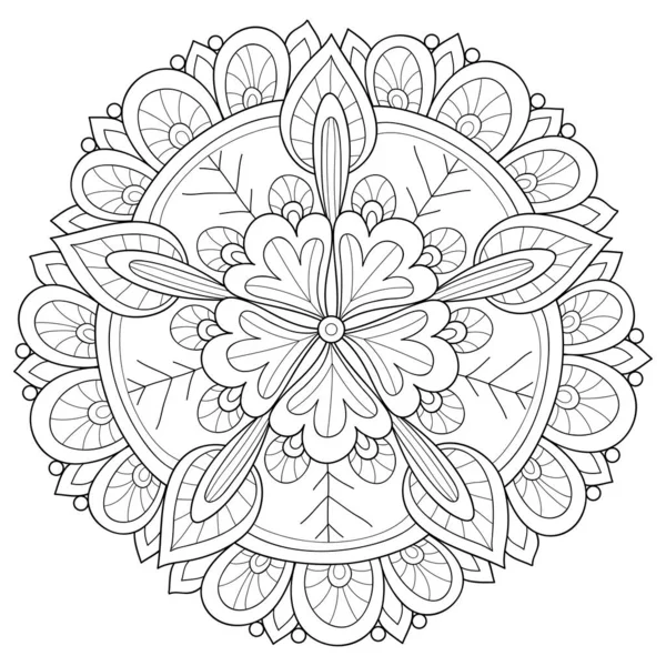 Une Image Mandala Zen Noir Blanc Pour Adultes Illustration Style — Image vectorielle