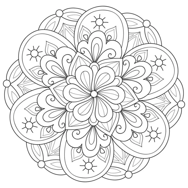 Une Image Mandala Zen Noir Blanc Pour Adultes Illustration Style — Image vectorielle