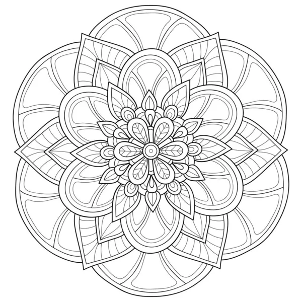 Una Imagen Mandala Zen Blanco Negro Para Adultos Ilustración Estilo — Vector de stock