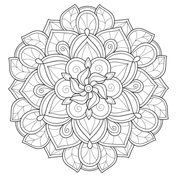 Una Imagen Mandala Zen Blanco Negro Para Adultos Ilustración Estilo — Archivo Imágenes Vectoriales