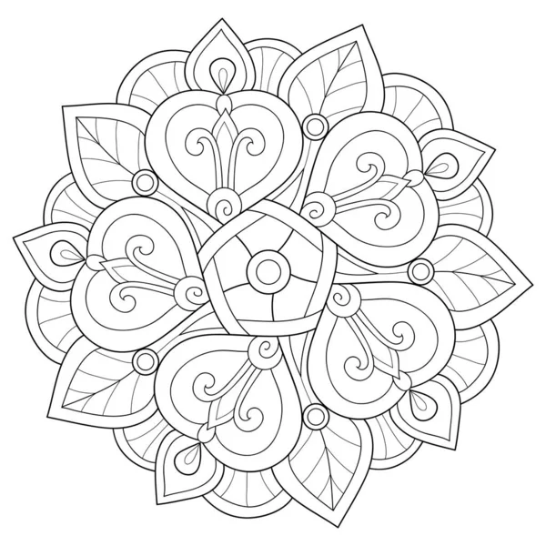 Imagine Mandala Alb Negru Zen Pentru Adulți Ilustrație Stil Artă — Vector de stoc