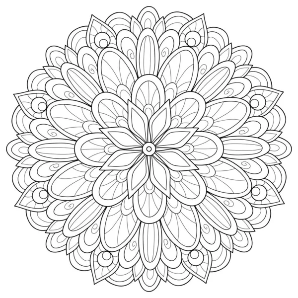 Une Image Mandala Zen Noir Blanc Pour Adultes Illustration Style — Image vectorielle