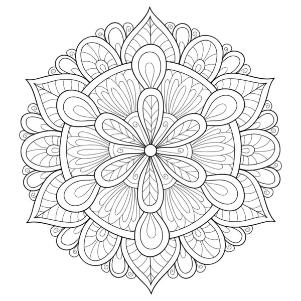 Una Imagen Mandala Zen Blanco Negro Para Adultos Ilustración Estilo — Vector de stock