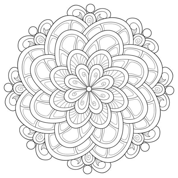 Une Image Mandala Zen Noir Blanc Pour Adultes Illustration Style — Image vectorielle