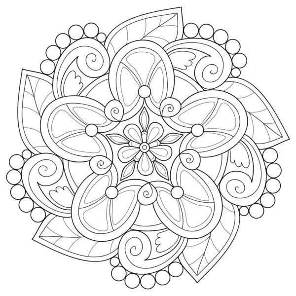 Una Imagen Mandala Zen Blanco Negro Para Adultos Ilustración Estilo — Vector de stock