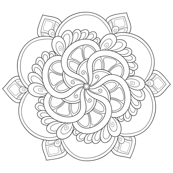 Una Imagen Mandala Zen Blanco Negro Para Adultos Ilustración Estilo — Vector de stock