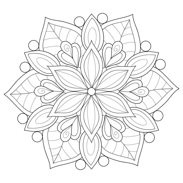 Černobílý Zen Mandala Obrázek Pro Dospělé Line Art Styl Ilustrace — Stockový vektor