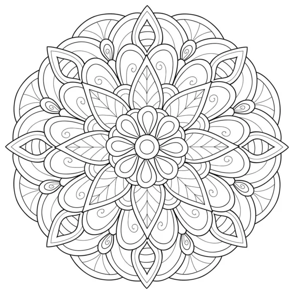 Une Image Mandala Zen Noir Blanc Pour Adultes Illustration Style — Image vectorielle