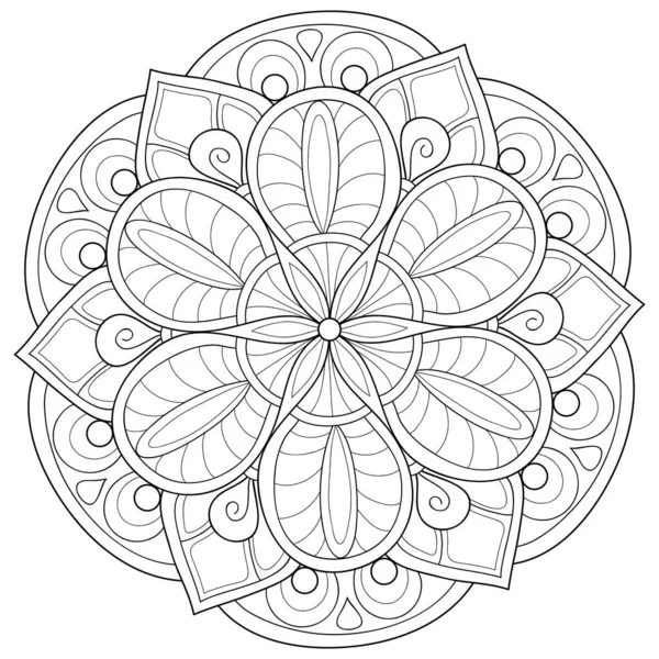 Una Imagen Mandala Zen Blanco Negro Para Adultos Ilustración Estilo — Archivo Imágenes Vectoriales