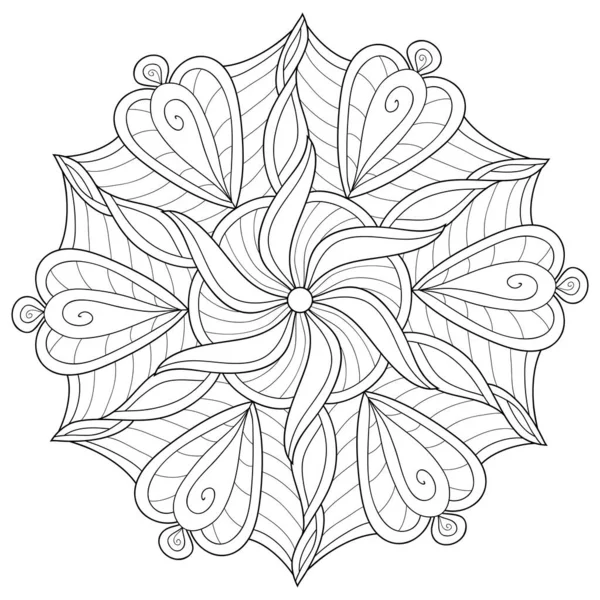 Uma Imagem Mandala Zen Preto Branco Para Adultos Ilustração Estilo — Vetor de Stock