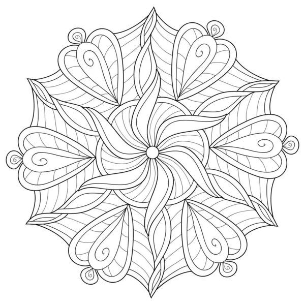 Une Image Mandala Zen Noir Blanc Pour Adultes Illustration Style — Image vectorielle