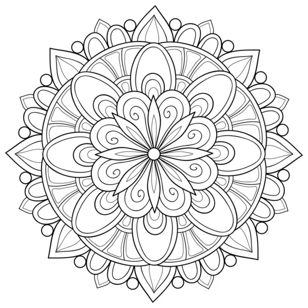 Une Image Mandala Zen Noir Blanc Pour Adultes Illustration Style — Image vectorielle