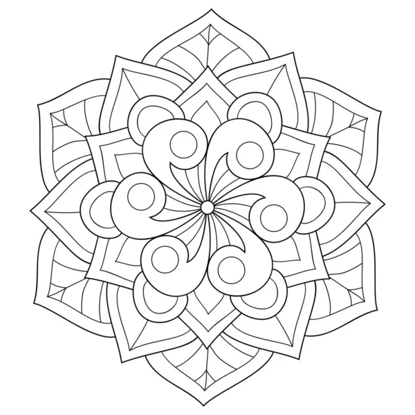 Black White Zen Mandala Image Adults Line Art Style Illustration — Stock Vector