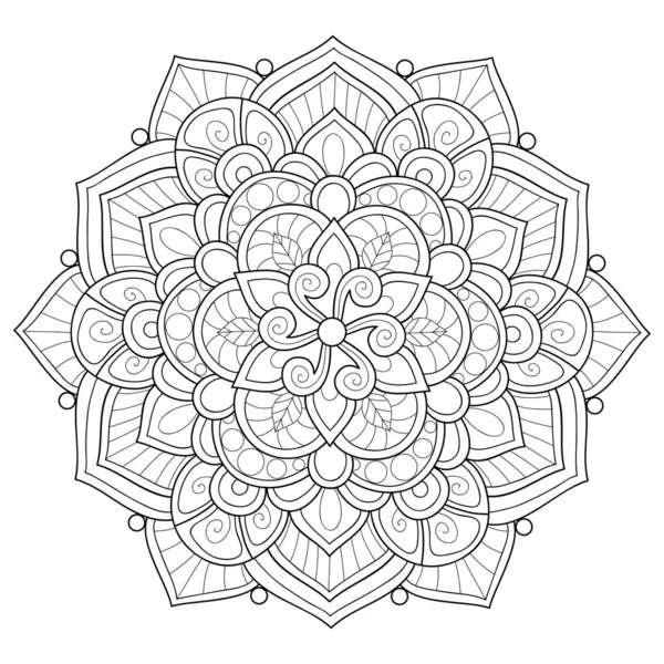 Uma Imagem Mandala Zen Preto Branco Para Adultos Ilustração Estilo —  Vetores de Stock