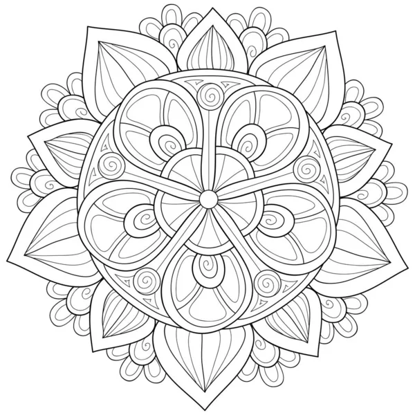 Una Imagen Mandala Zen Blanco Negro Para Adultos Ilustración Estilo — Archivo Imágenes Vectoriales