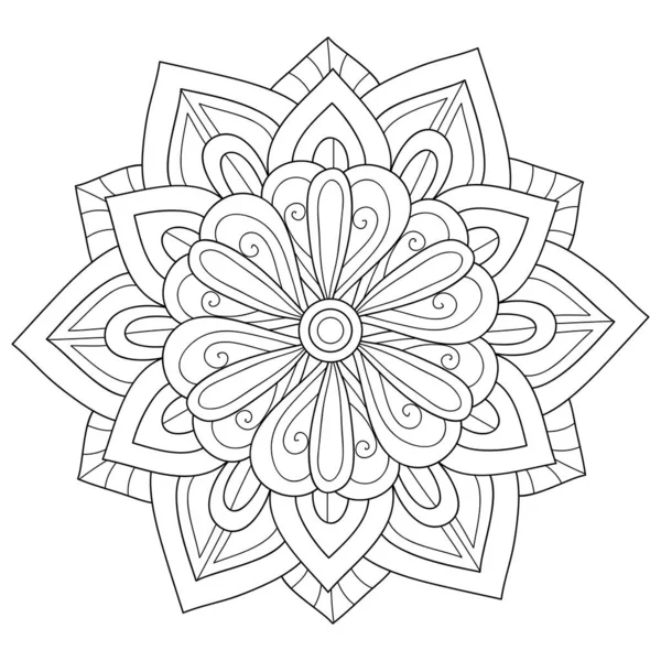Uma Imagem Mandala Zen Preto Branco Para Adultos Ilustração Estilo —  Vetores de Stock