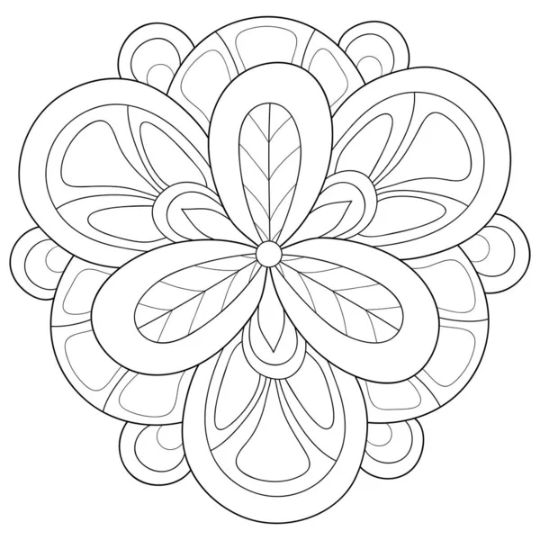 Musta Valkoinen Zen Mandala Kuva Aikuisille Linja Taiteen Tyyli Kuvitus — vektorikuva