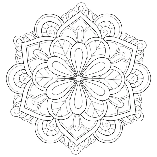 Une Image Mandala Zen Noir Blanc Pour Adultes Illustration Style — Image vectorielle