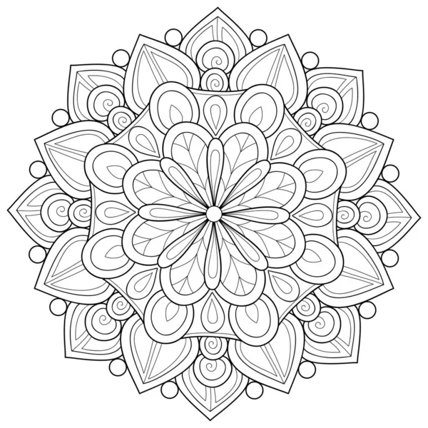 Una Imagen Mandala Zen Blanco Negro Para Adultos Ilustración Estilo — Vector de stock