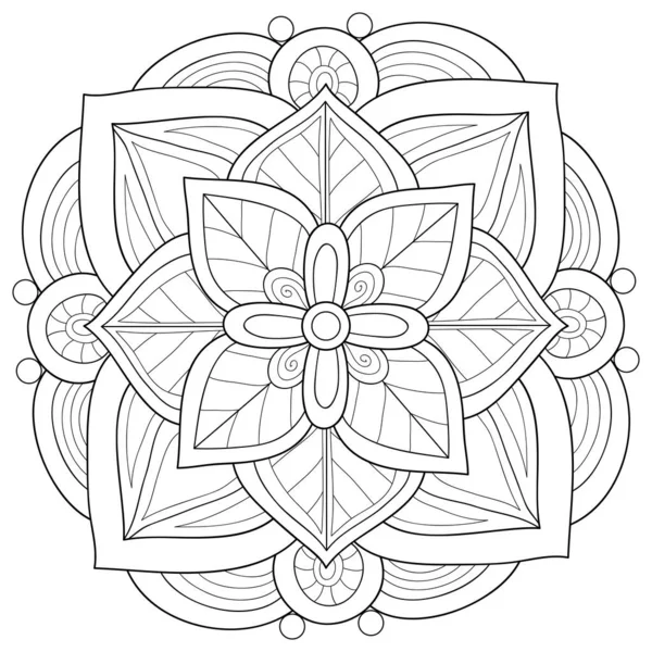 Una Imagen Mandala Zen Blanco Negro Para Adultos Ilustración Estilo — Archivo Imágenes Vectoriales