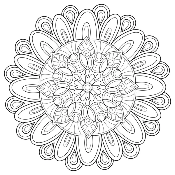 Una Imagen Mandala Zen Blanco Negro Para Adultos Ilustración Estilo — Archivo Imágenes Vectoriales