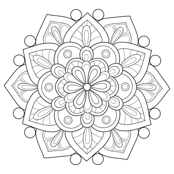 Černobílý Zen Mandala Obrázek Pro Dospělé Line Art Styl Ilustrace — Stockový vektor