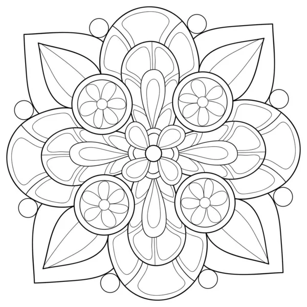 Une Image Mandala Zen Noir Blanc Pour Adultes Illustration Style — Image vectorielle