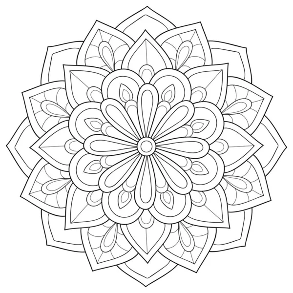 Une Image Mandala Zen Noir Blanc Pour Adultes Illustration Style — Image vectorielle