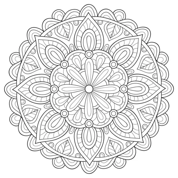 Une Image Mandala Zen Noir Blanc Pour Adultes Illustration Style — Image vectorielle