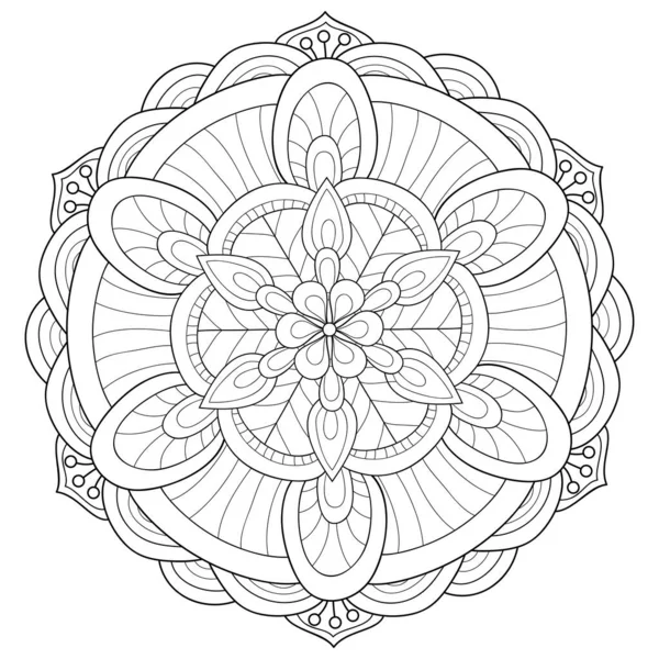 Une Image Mandala Zen Noir Blanc Pour Adultes Illustration Style — Image vectorielle