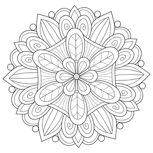 Imagine Mandala Alb Negru Zen Pentru Adulți Ilustrație Stil Artă — Vector de stoc