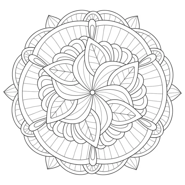 Una Imagen Mandala Zen Blanco Negro Para Adultos Ilustración Estilo — Archivo Imágenes Vectoriales