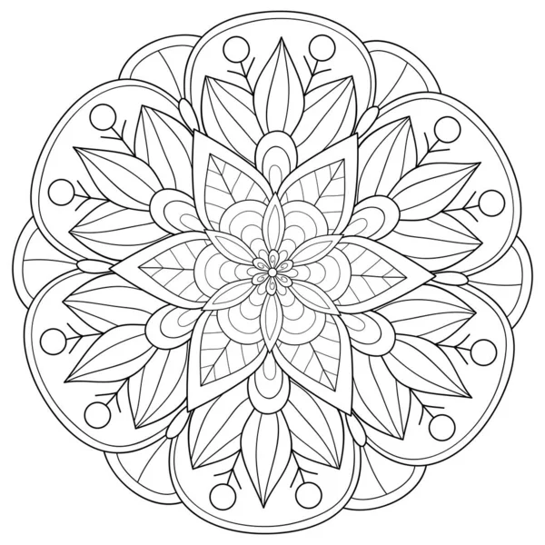 Uma Imagem Mandala Zen Preto Branco Para Adultos Ilustração Estilo — Vetor de Stock