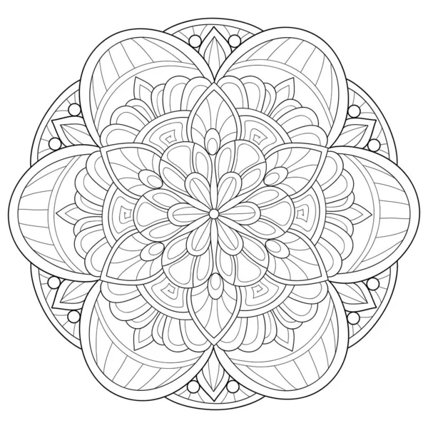 Uma Imagem Mandala Zen Preto Branco Para Adultos Ilustração Estilo —  Vetores de Stock