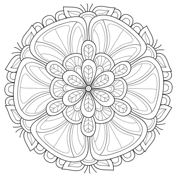 Una Imagen Mandala Zen Blanco Negro Para Adultos Ilustración Estilo — Vector de stock