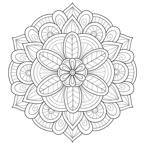 Une Image Mandala Zen Noir Blanc Pour Adultes Illustration Style — Image vectorielle