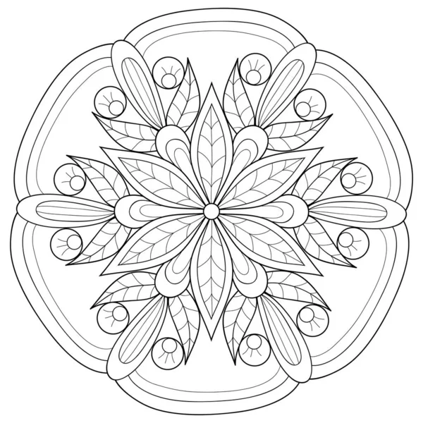 Une Image Mandala Zen Noir Blanc Pour Adultes Illustration Style — Image vectorielle