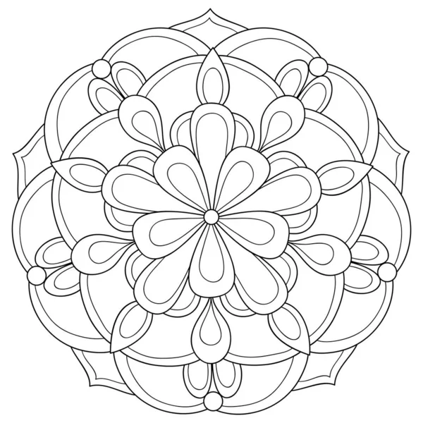 Una Imagen Mandala Zen Blanco Negro Para Adultos Ilustración Estilo — Vector de stock