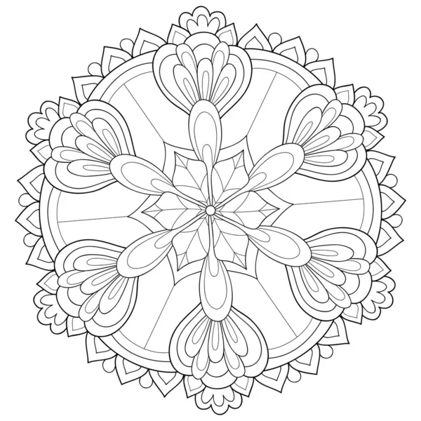 Una Imagen Mandala Zen Blanco Negro Para Adultos Ilustración Estilo — Vector de stock