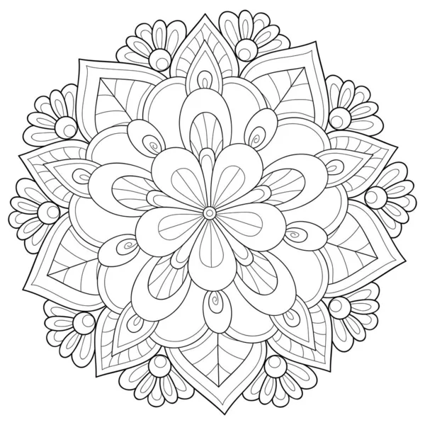 Une Image Mandala Zen Noir Blanc Pour Adultes Illustration Style — Image vectorielle