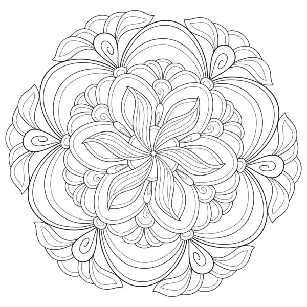 Une Image Mandala Zen Noir Blanc Pour Adultes Illustration Style — Image vectorielle