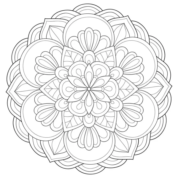 Una Imagen Mandala Zen Blanco Negro Para Adultos Ilustración Estilo — Vector de stock