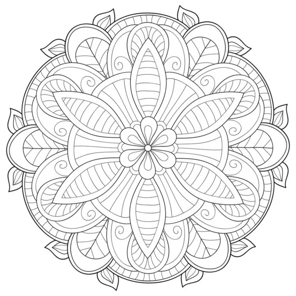 Uma Imagem Mandala Zen Preto Branco Para Adultos Ilustração Estilo —  Vetores de Stock