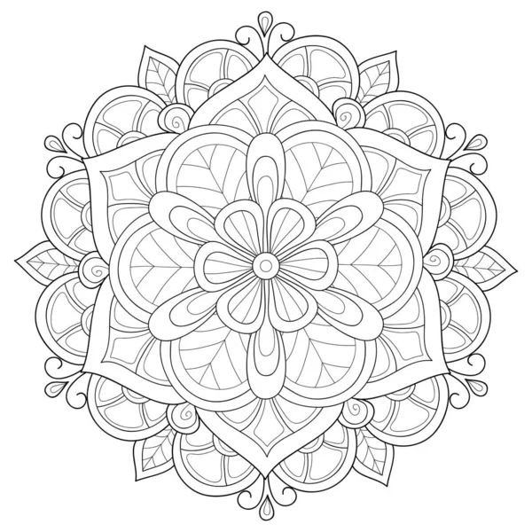 Une Image Mandala Zen Noir Blanc Pour Adultes Illustration Style — Image vectorielle