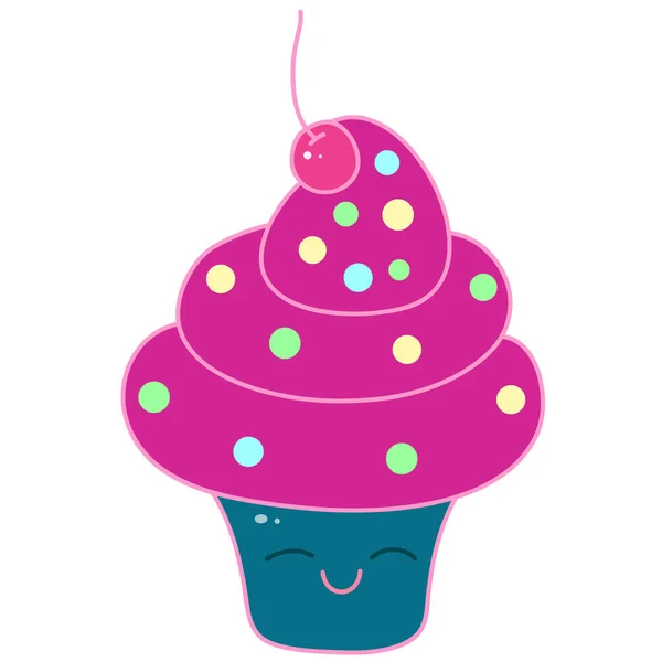 Ein Kawaii Cupcake Bild Für Print Icon Design — Stockvektor