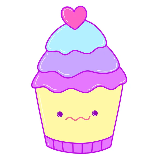 プリント アイコンデザインのためのカワイイカップケーキのイメージ — ストックベクタ