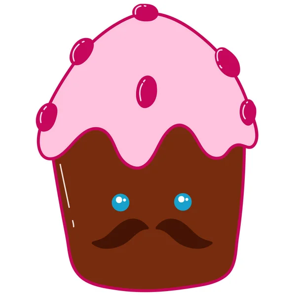 Ein Kawaii Cupcake Bild Für Print Icon Design — Stockvektor