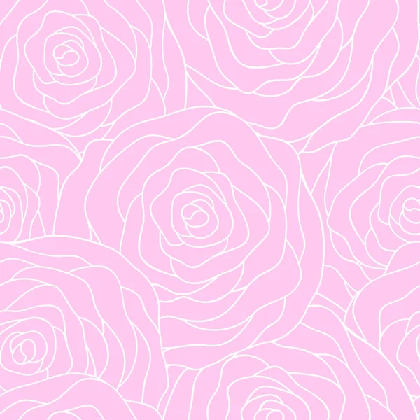矢量无缝图案与轮廓型玫瑰 美丽的植物背景 设计元素 可用于纺织品 婚宴请柬 — 图库矢量图片