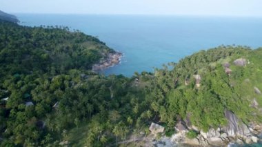 Güzellik doğa manzara plaj, deniz ve orman Tayland ile. Uçak video. 4k.