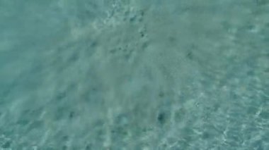 Bebek annesiyle bir saf mavi denizde yüzme.